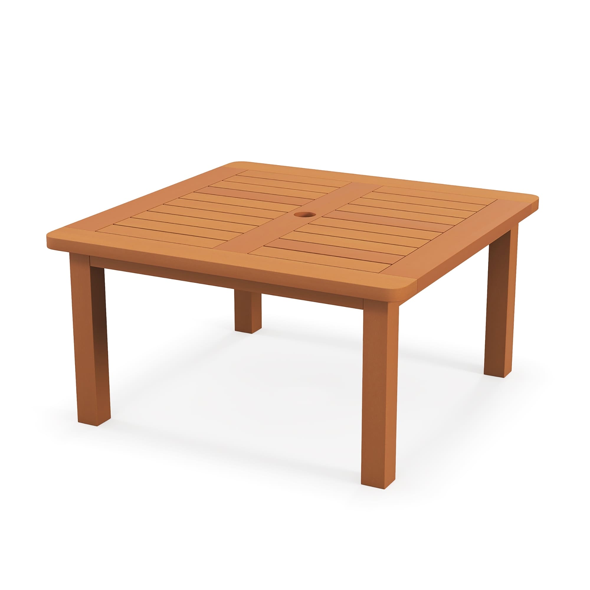 Gymax Solid Wood Patio Coffee Table, Teak Oil Finish, Slatted