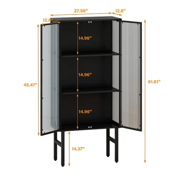 Glass Doors Modern 2-door Cabinet w/ Featuring Two-tier Storage - Bed ...