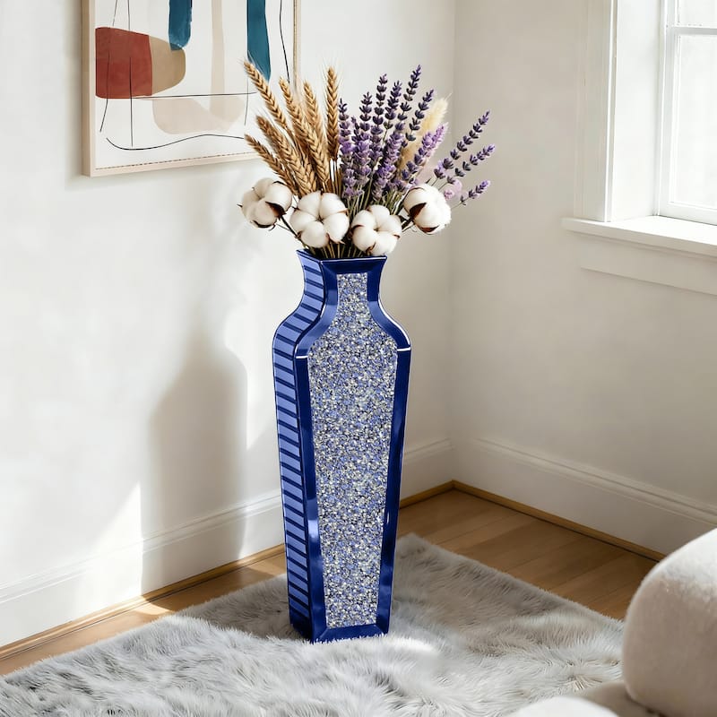Glass Floor Vase Crystal Home Decor - Blue
