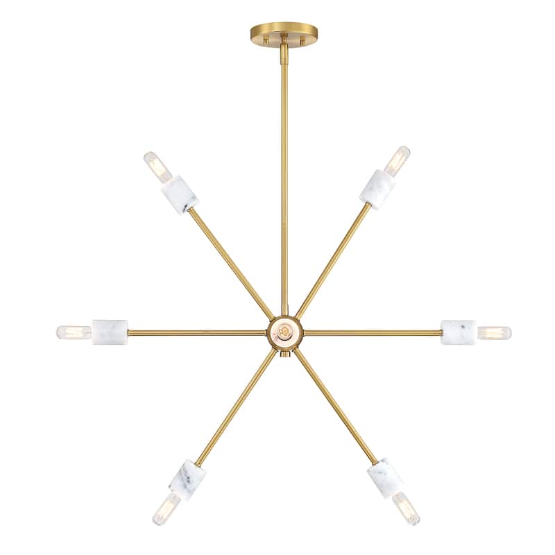 Star Dust 8-Light Brushed Gold with Natural Marble Accents Mid-Century Modern Sputnik Chandelier for Dining Rooms - 28