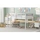 preview thumbnail 4 of 6, White Solid Pine Wood Loft Bed with Hanging Clothes Racks and Full-Length Guardrail