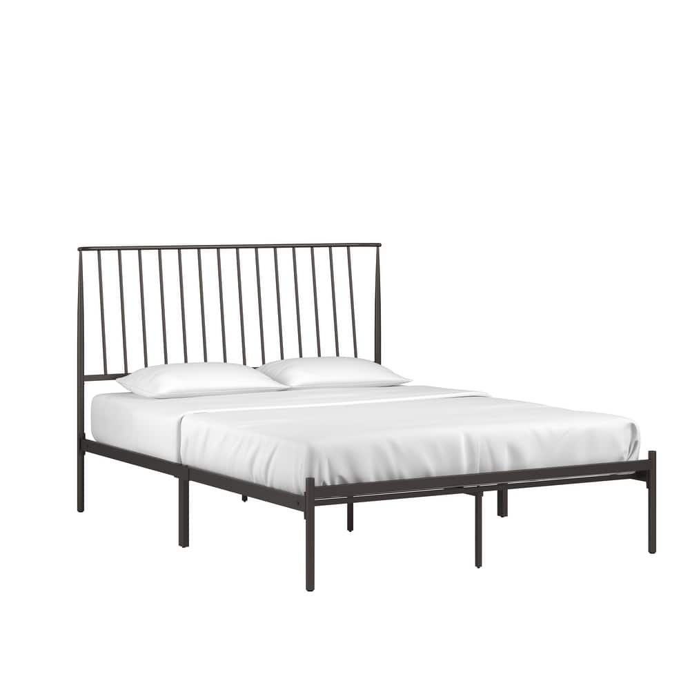 Bliss Metal Platform Bed with Curved Metal Headboard by iQ Modern