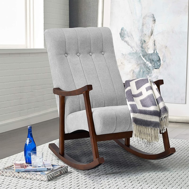 AVAWING Upholstered Rocking Chair Modern High Back Armchair