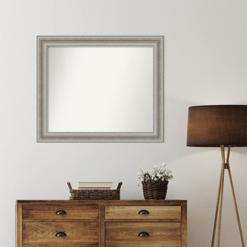 Parlor Silver Framed Non-Beveled Custom Wall Mirror, Bathroom Vanity Mirror