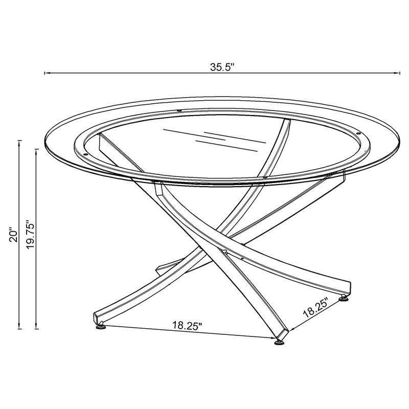 Brooke Round Glass Top Coffee Table Metal Base