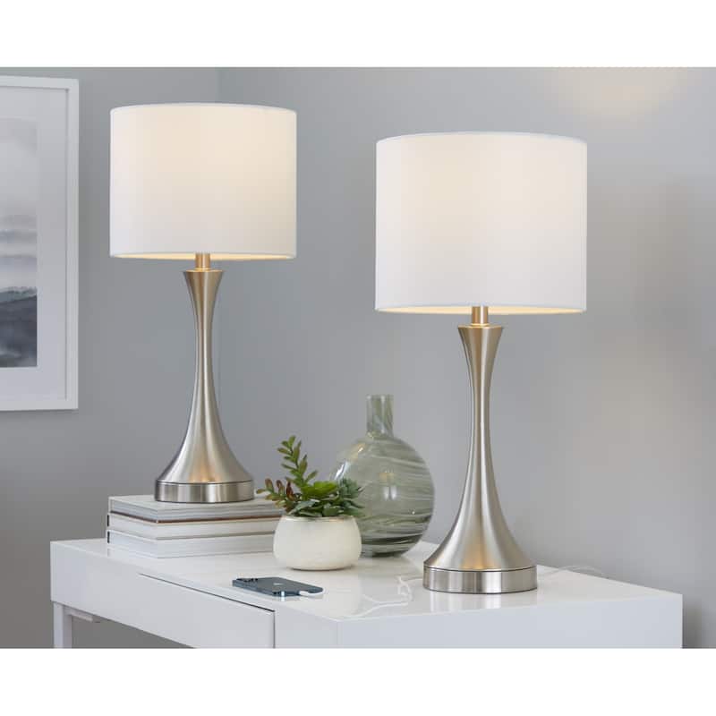 Porch & Den Bakkom 25 " Metal Table Lamp with USB Port (Set of 2)