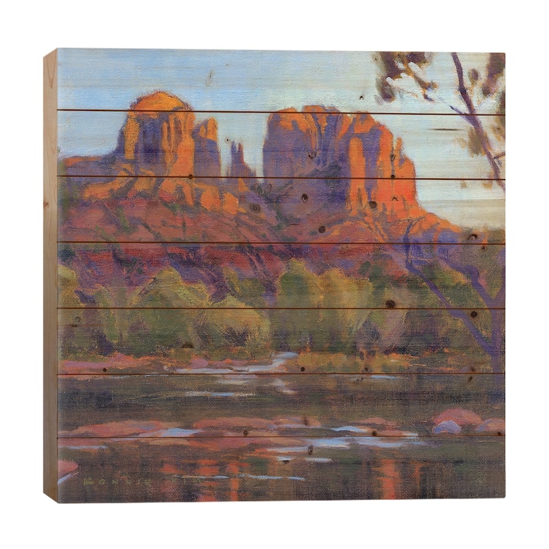 Cathedral Rock, Sedona Print On Wood by Konnie Kim - Multi-Color - 26x26x1.5
