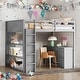 preview thumbnail 1 of 20, Full Size Loft Bed With Ladder,Shelves and Desk for Home Grey