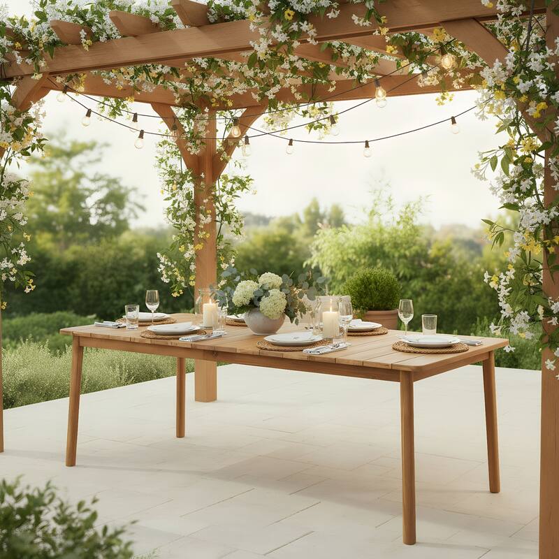 Christopher Knight Home - Modern Outdoor Solid Acacia Wood Dining Table with Rectangular Top