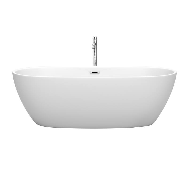 Wyndham Collection Juno 71-Inch Matte White Freestanding Tub w/ Faucet
