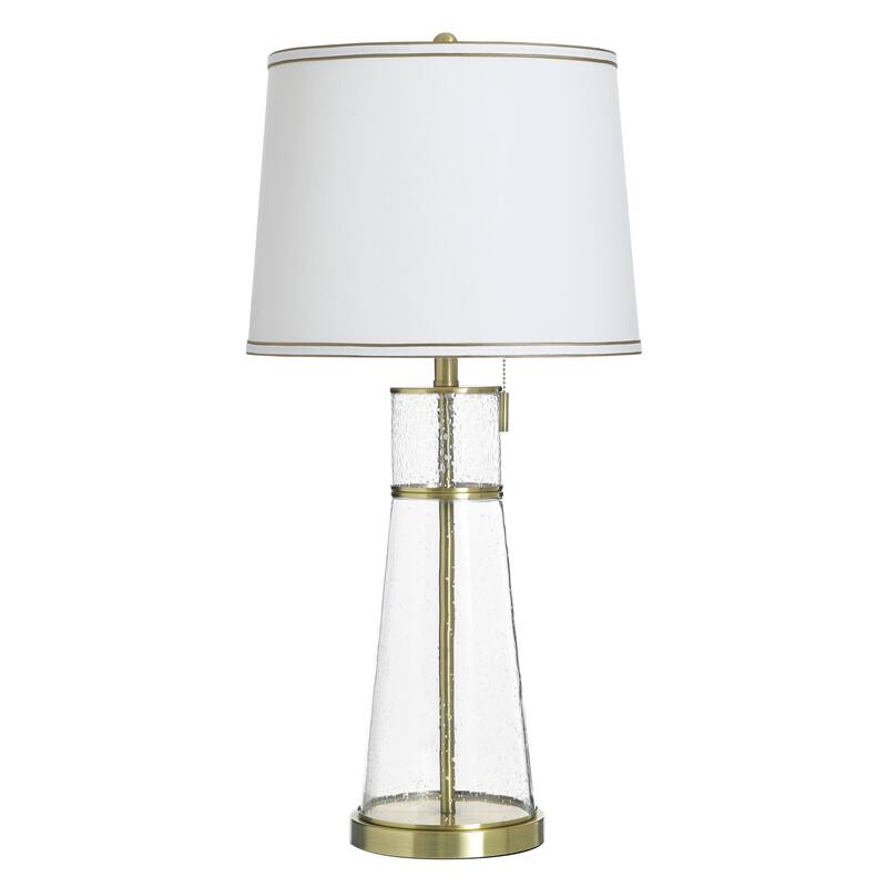 StyleCraft Doris Table Lamp - Clear Seeded, Antique Brass, White