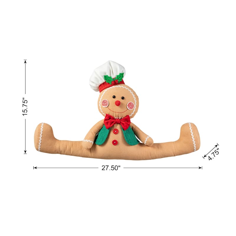 Glitzhome 27"L Christmas Fabric Gingerbreadman Doorstop