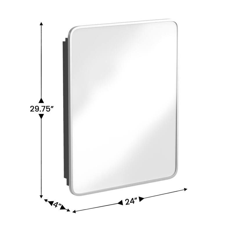 Recessed Bathroom Medicine Cabinet with Beveled Mirror - 24"W x 4"D x 29.75"H