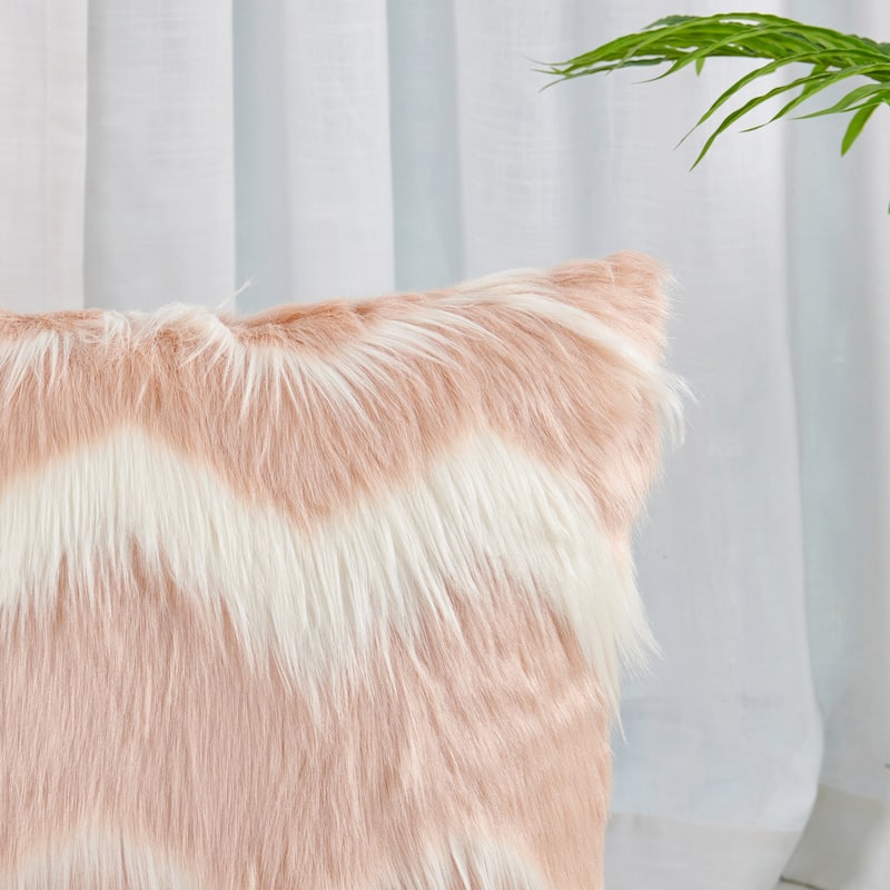 Chevron Shaggy Lamb FauxFur Pillow Cover (Set of 2), NO INSERT