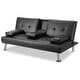 preview thumbnail 2 of 6, Futon Sofa Bed with Armrest two holders