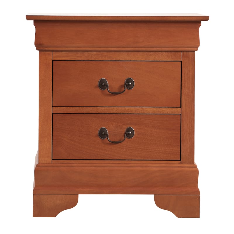 Traditional 22-in Metal Hand Holder 2-Drawer Wood Nightstand - Oak