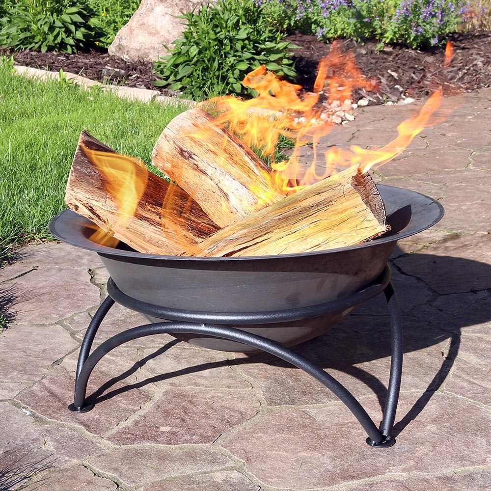 Sunnydaze Decor 24 inch Fire Pit Bowl Cast Iron with Gray Finish Wood-Burning Firebowl