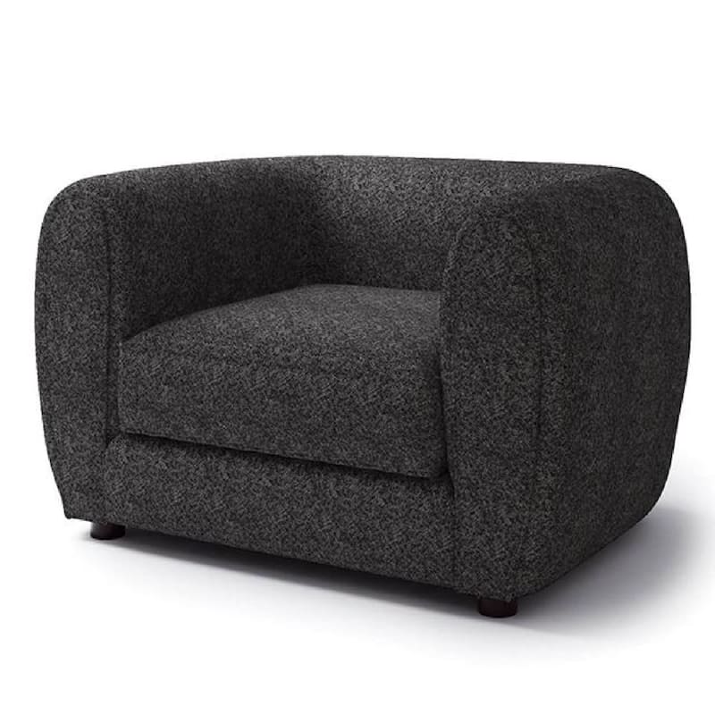Dly Sofa Chair, Black Boucle, Wood Frame Tuxedo-Inspired Design