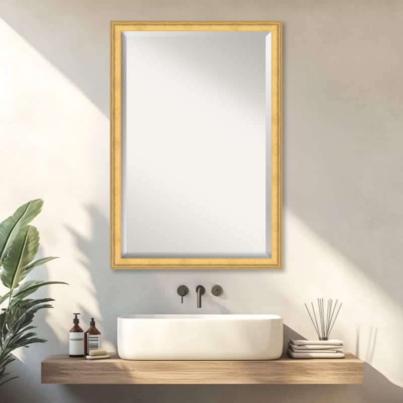 Owen Gold Beveled Wood Framed Bathroom Vanity Wall Mirror - Owen Gold