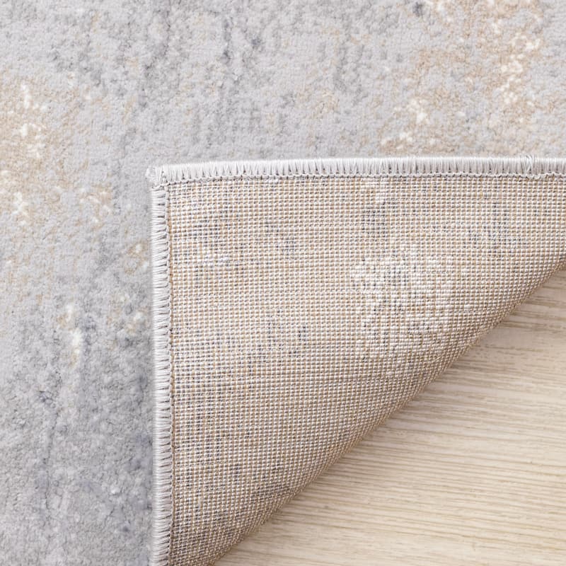 Emmett Collection - Sleek Soft Low-Pile Distressed Taupe White Brown Area Rug