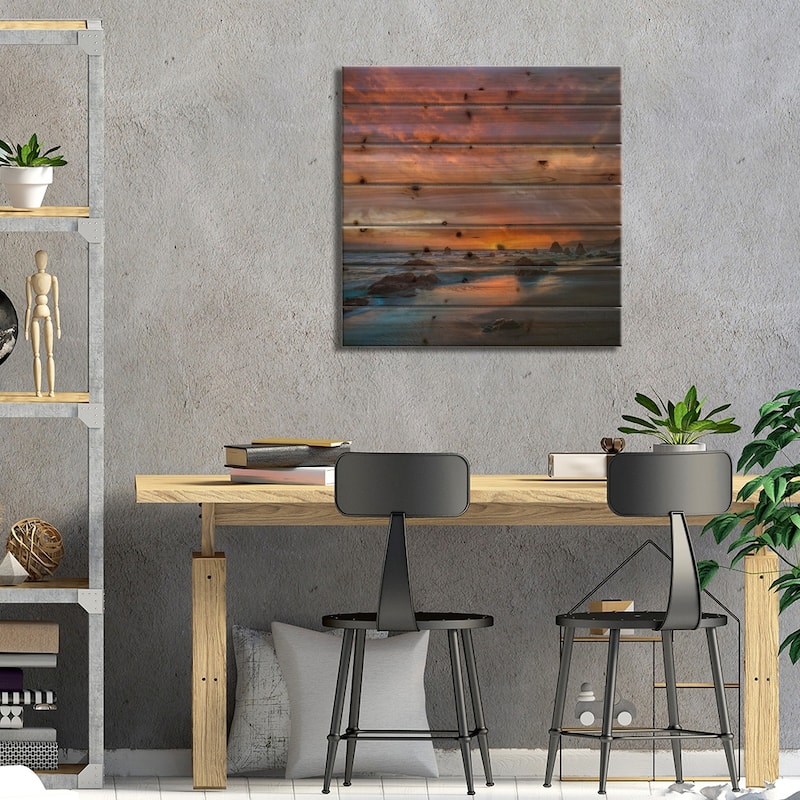 Coatal Sunset Near Arch Rock, California Print On Wood by Tim Fitzharris - Multi-Color
