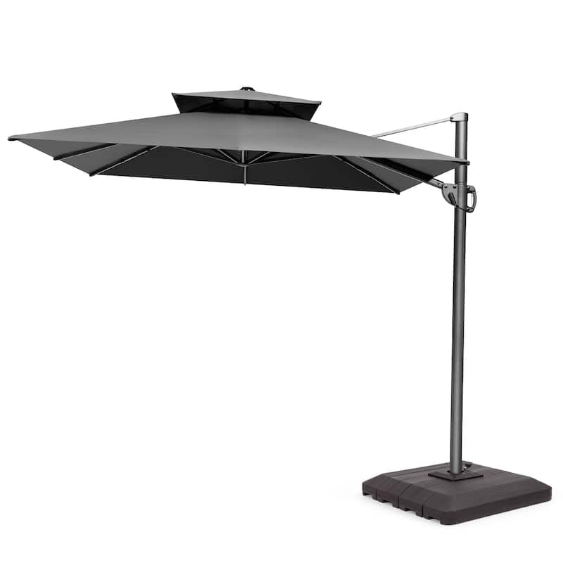 Pellebant 9 FT x 12 FT Outdoor Patio Cantilever Umbrella with Base Double Top