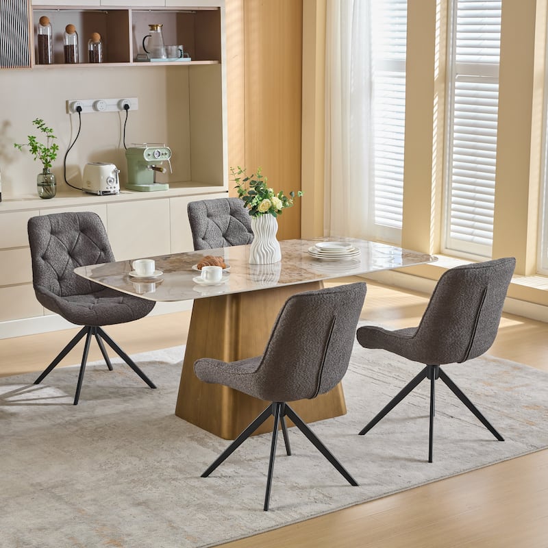 XINMICS Swivel Dining Chairs, Boucle Upholstered Accent Chairs Living Room Chairs Desk Office Arm Chair - Set of 4 - Grey