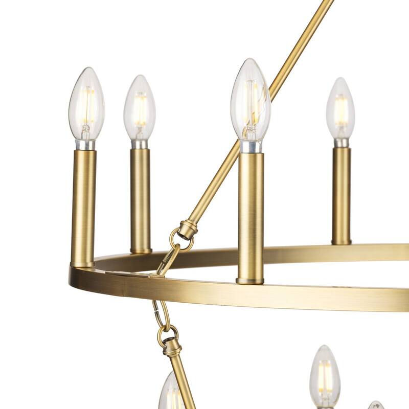 Gilliam Collection Nine-Light Vintage Brass New Traditional Chandelier - 35.5 in x 35.5 in x 38.37 in
