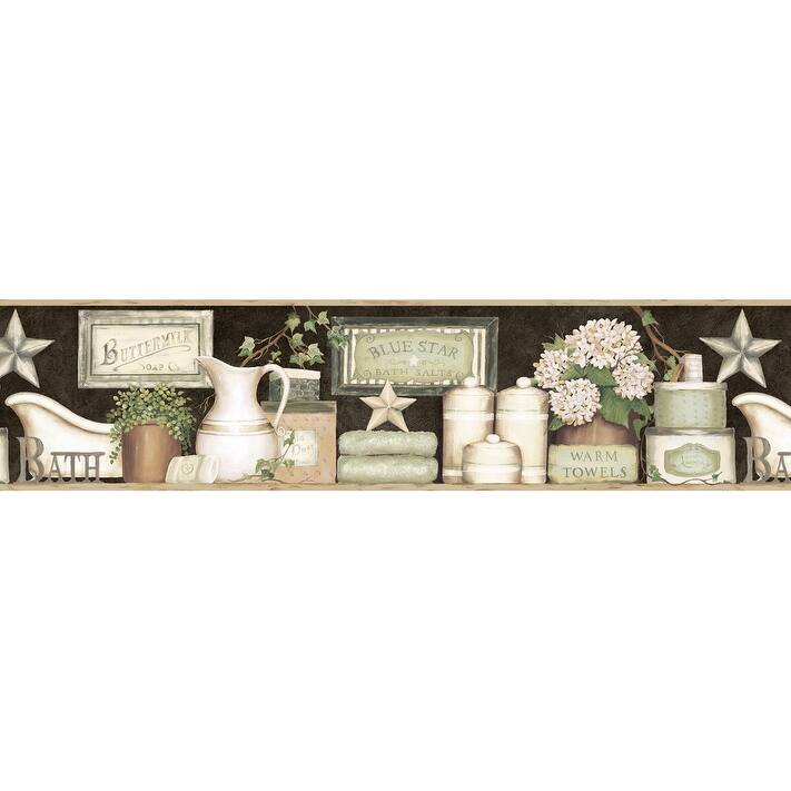 Chesapeake Martha Black Country Bath Border - 6in x 180in x 0.025in