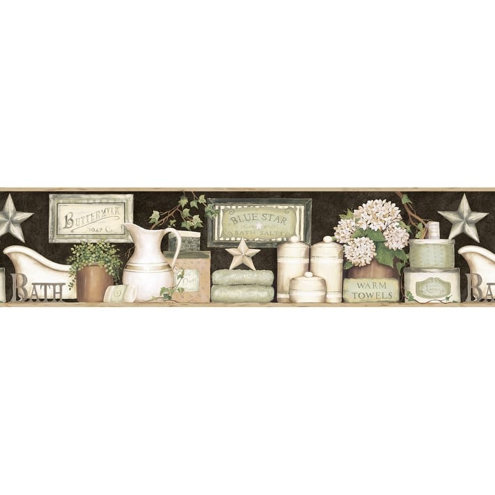 Chesapeake Martha Black Country Bath Border - 6in x 180in x 0.025in