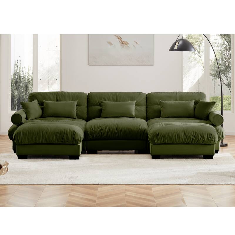 Convertible Modular Couch 130" U Shaped Sectional Sofa with 2 Ottomans