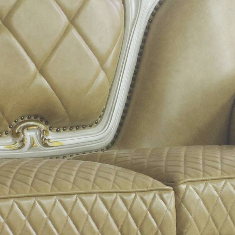 Deveraux Butterscotch and Antique Pearl Diamond Tufting Loveseat