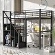 preview thumbnail 15 of 22, Twin Metal Loft Bed with Staircase & Wardrobe