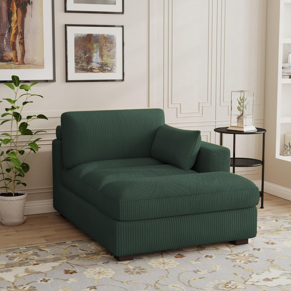 Modern Corduroy L-Shaped Sofa Chaise Lounge Couch