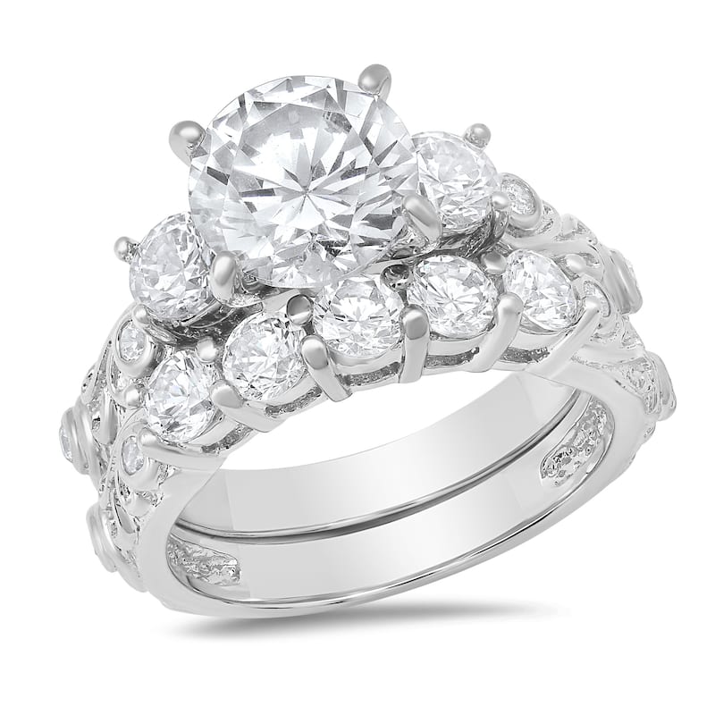 Sterling Silver Cubic Zirconia Wedding Ring Set by Roberto Martinez