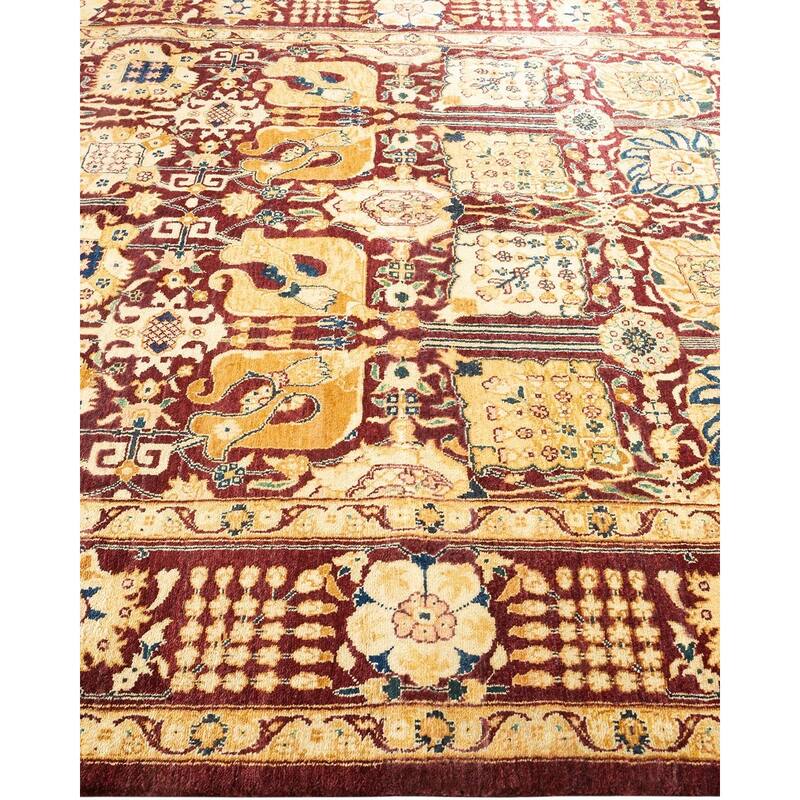 Overton Hand Knotted Wool Vintage Inspired Modern Contemporary Eclectic Red Area Rug - 6' 1" x 8' 7"