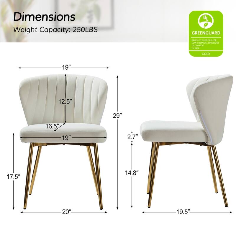 Luna Modern Glam Upholstered Tufted Back Side Accent Dining Chair with Small Base by HULALA HOME