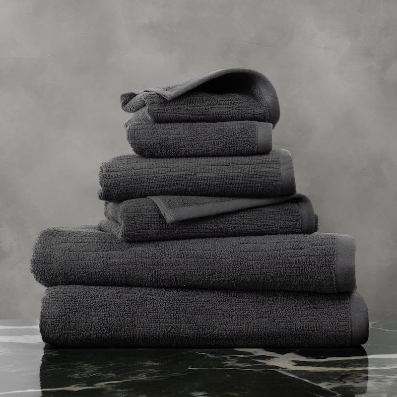 Indigo Road by Egypt Sherrod Denbrook Jacquard Texture 6-Piece Bath Towel Set - 30" x 56" (Bath Towel) - Graphite