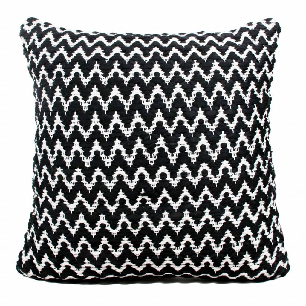 HomeRoots 20" X 20" Black And White Polyester Chevron Zippered Pillow