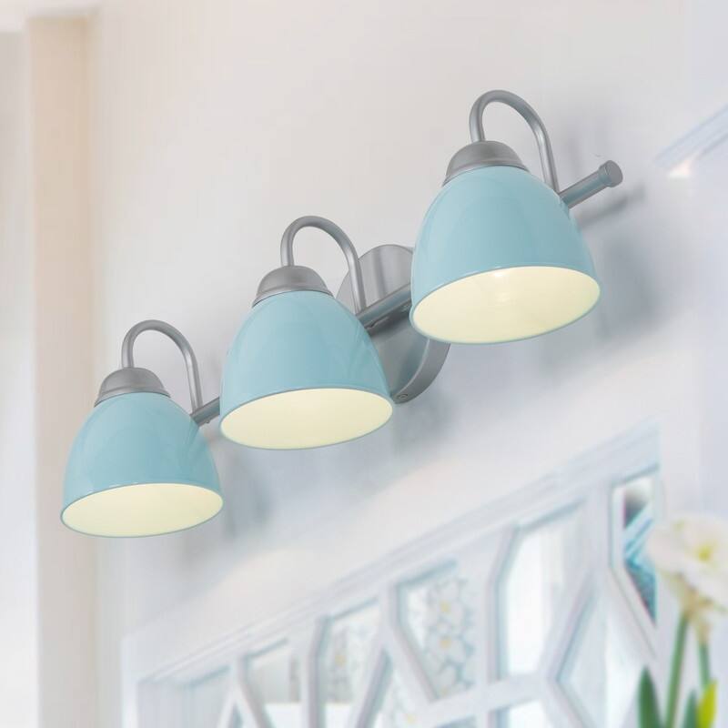 Modern Coastal 3-light LED Bathroom Bell Vanity Light Farmhouse Metal Shade Wall Sconces - L21.5"x W7"x H 6.5"