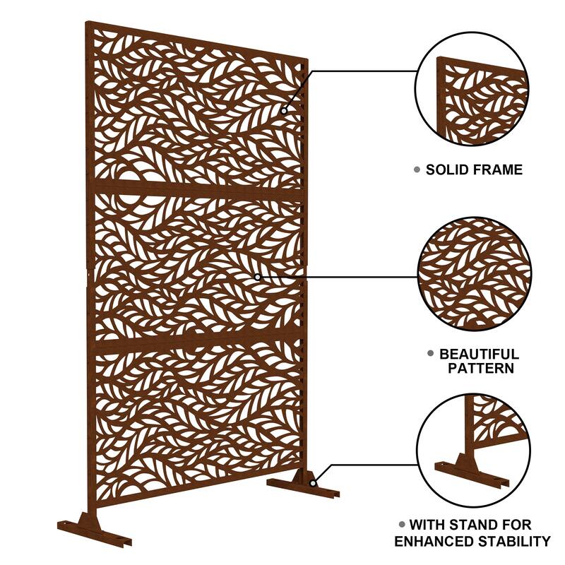 75'' x 47'' Privacy Metal Screen Fence Panel Leaf Blade Pattern