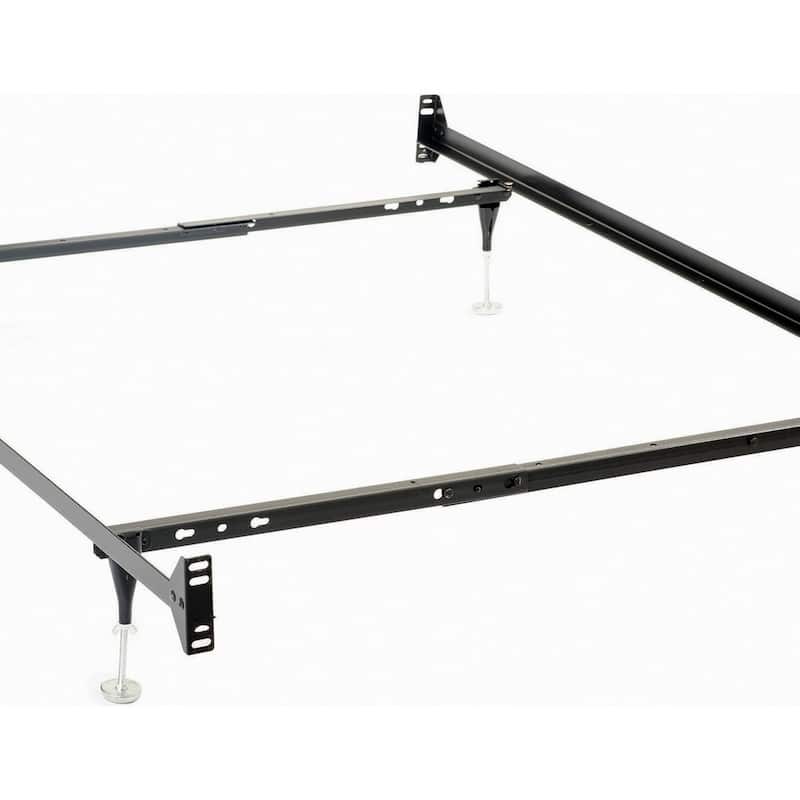 Nit Multisize Bed Frame, Twin or Full, 4 Legs with Glides, Black Metal