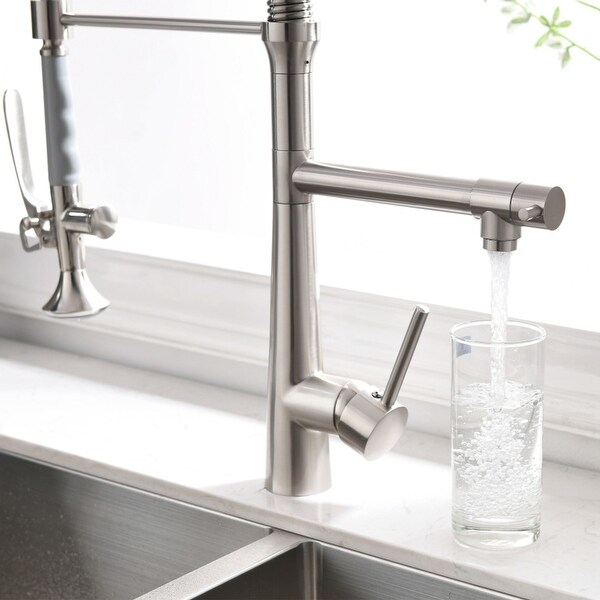 Pull Down Kitchen Sink Faucet with Sprayer Brushed Nickel Overstock