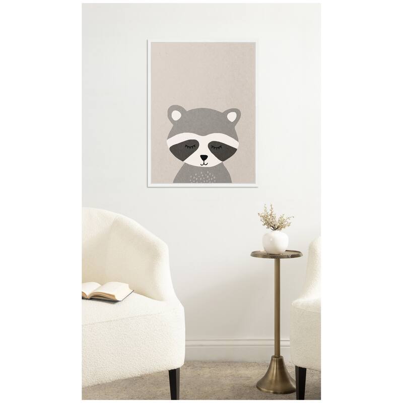 Kate and Laurel Raccoon by July Art Prints Framed Canvas Wall Art Print