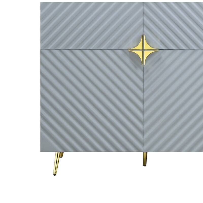 Bet 46 Inch Wood Console Cabinet, Adjustable Shelf, Wave Pattern, Gray