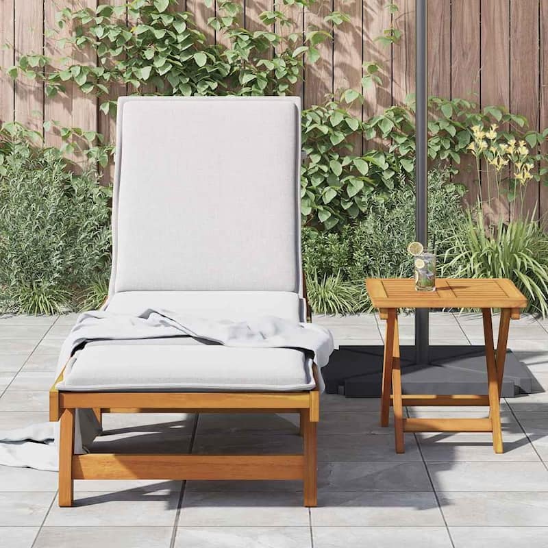 vidaXL Patio Lounge Chair Outdoor Sunbed Poolside Sunlounger Solid Wood Acacia - 78.3" x 23.2"/24.8" x 11.8"/24.4"/29.9"/33.5"