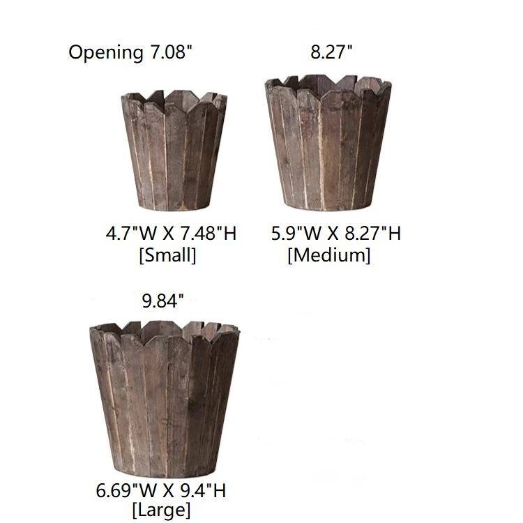 RusticReach Spliced Solid Wood Planter Round - [A]-Small