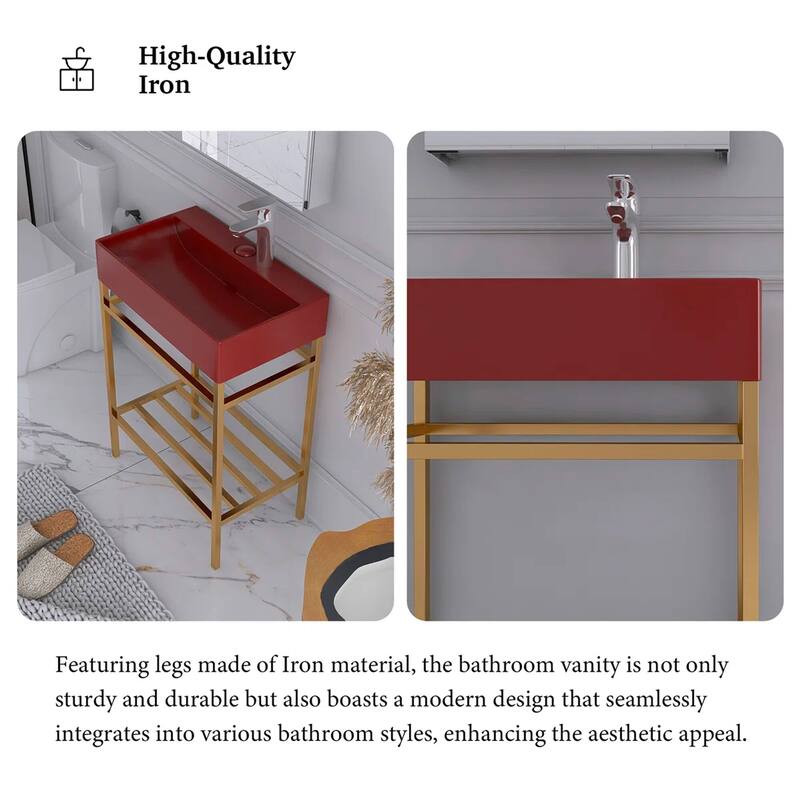 24" Freestanding Bathroom Vanity with Ceramic Sink - 23.62'' x13.98'' x 33.46''