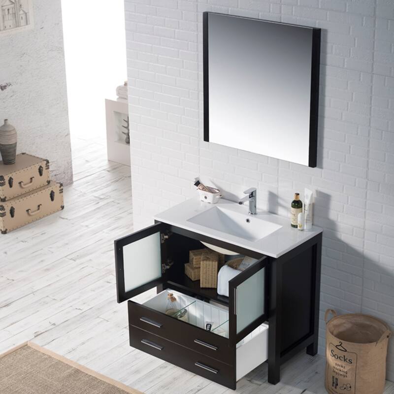 Blossom Solid Wood Double Bathroom Vanity w/ Ceramic Sink & Base