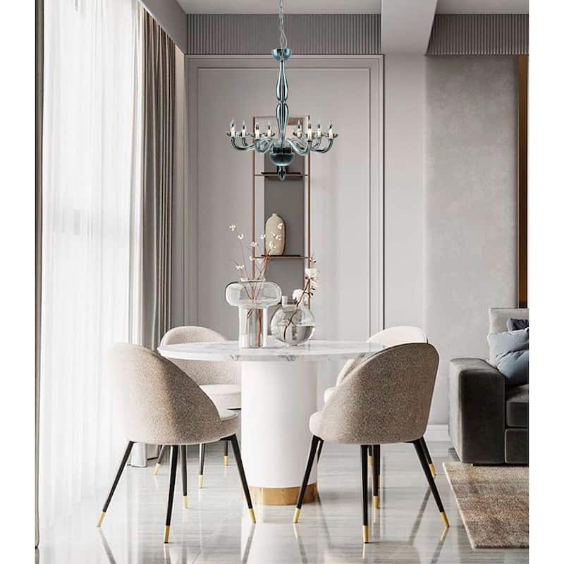 8-Light Chrome Chandelier With Clear Glass Accents